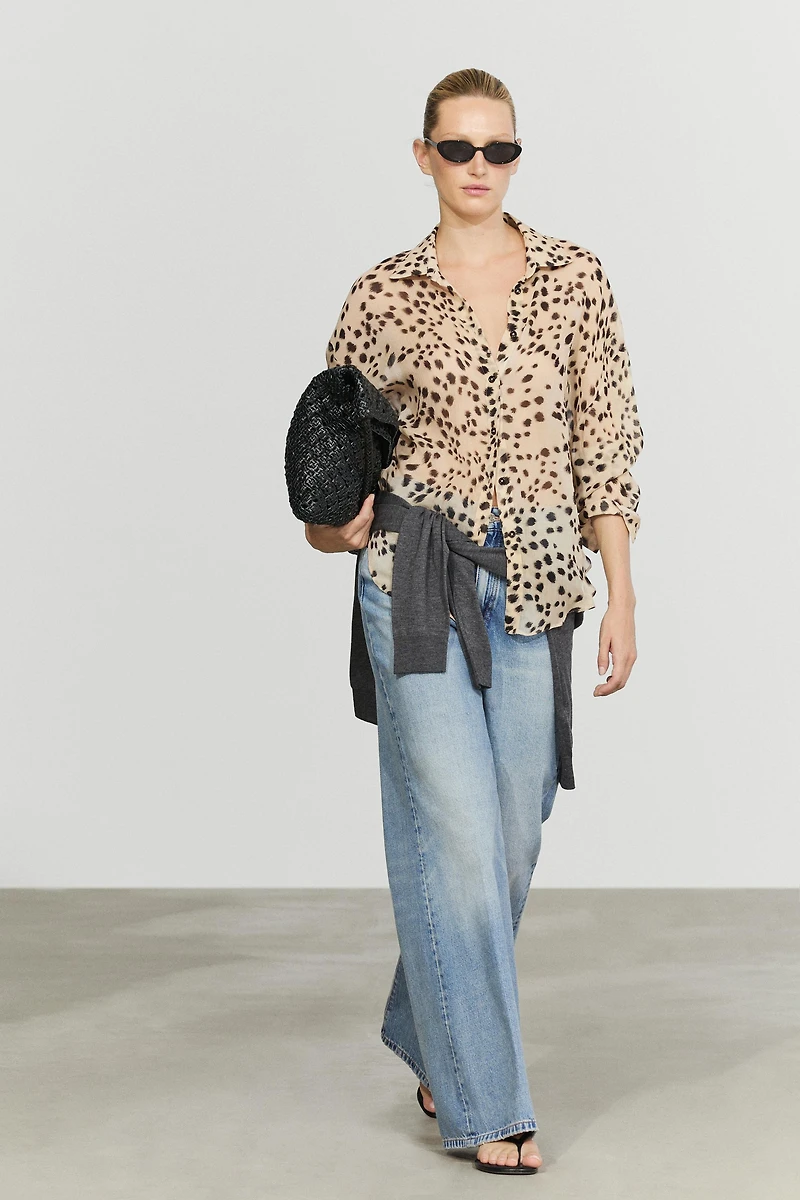 Animal print flowing shirt
