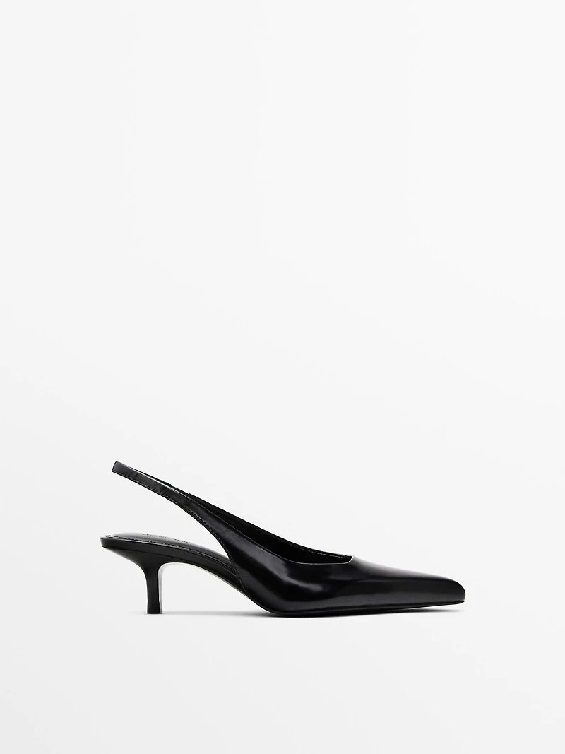 Leather high-heel mules