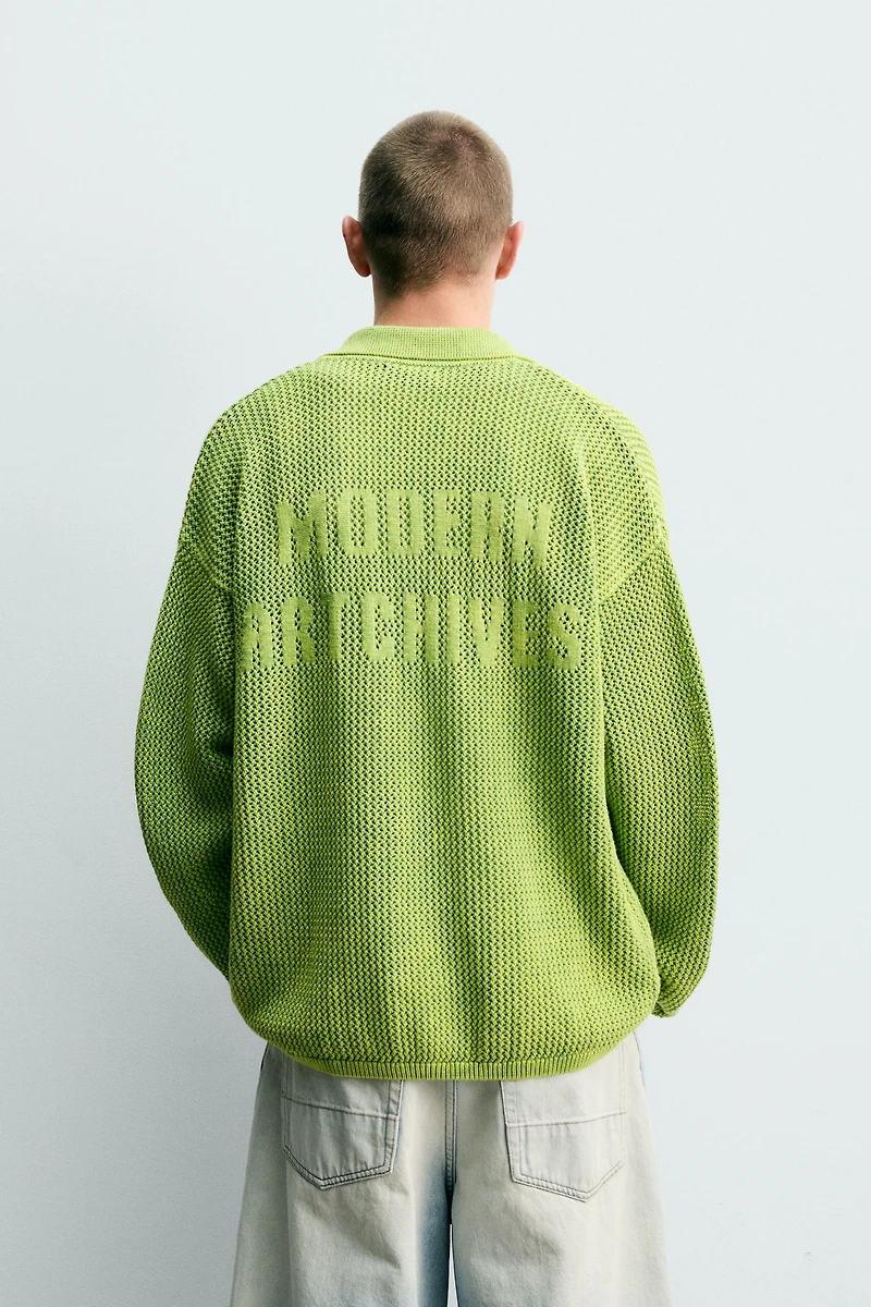 WASHED TEXTURED KNIT POLO