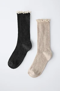 TWO-PACK OF LACE TRIMMED SOCKS