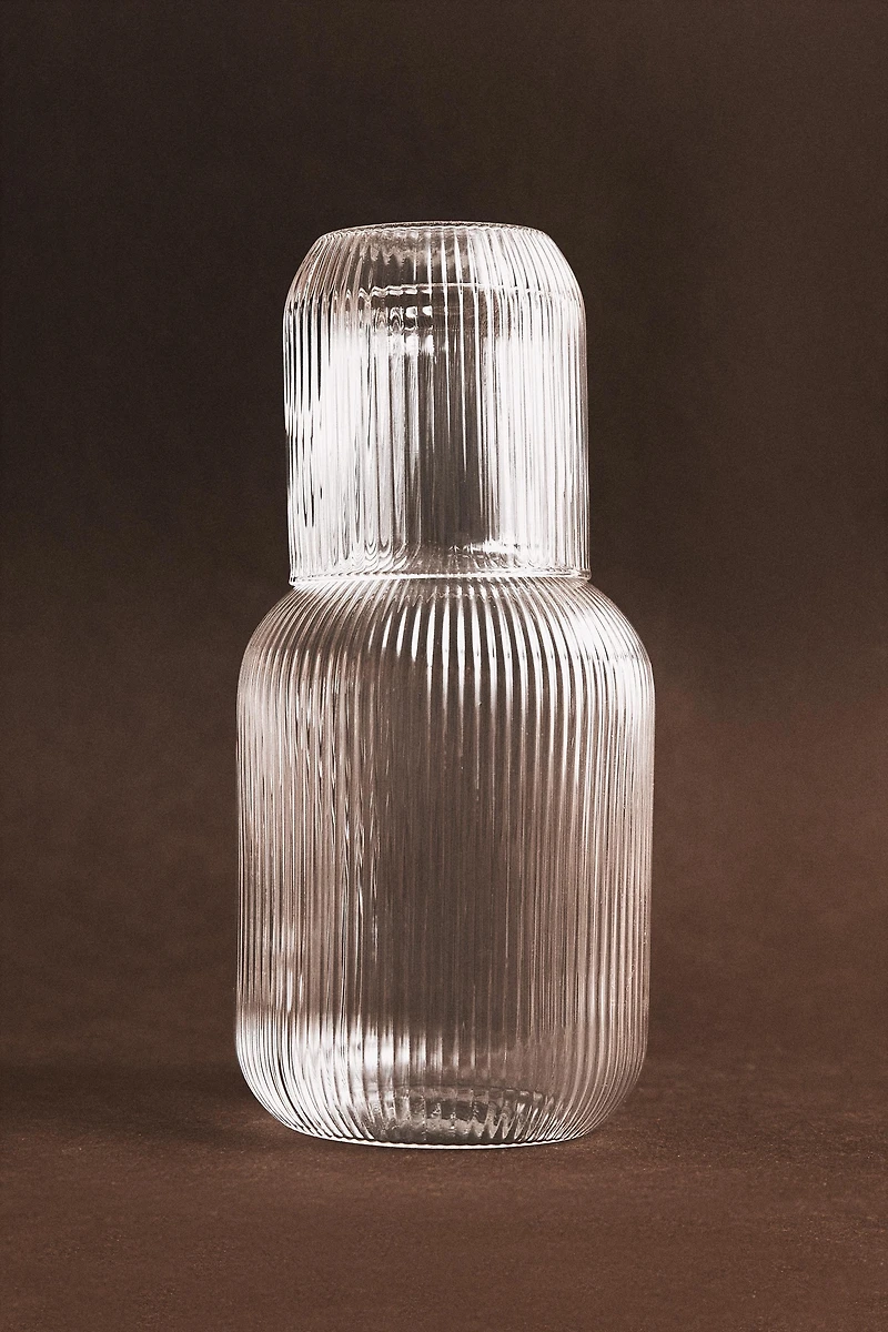 STRIPED BOROSILICATE GLASS NIGHT SET (SET OF 2)
