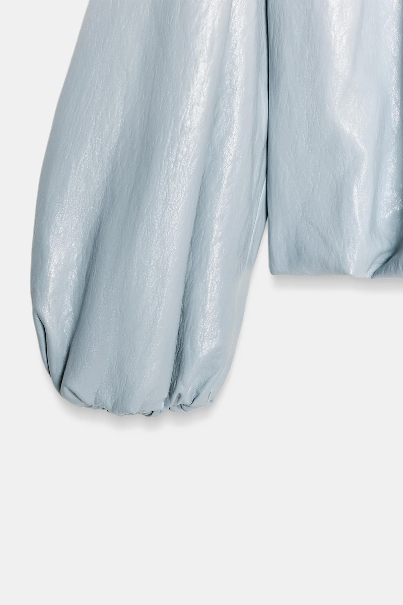 FAUX LEATHER BALLOON JACKET
