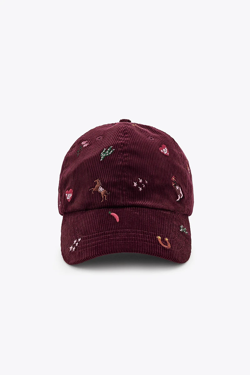 EMBROIDERED CORDUROY CAP