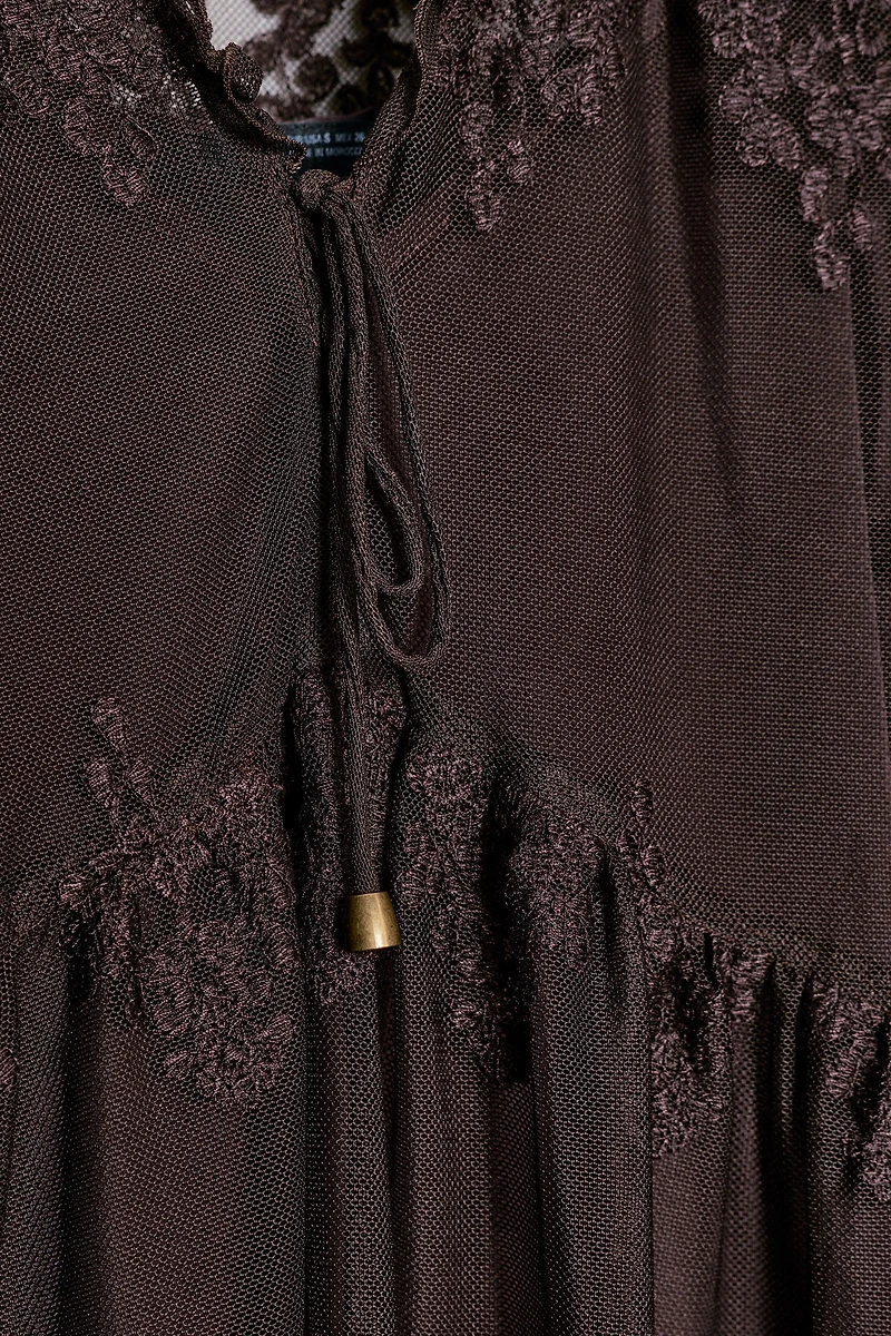EMBROIDERED TULLE BLOUSE