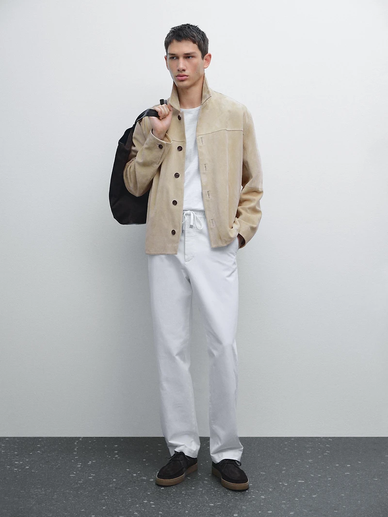 Cotton blend jogger fit trousers