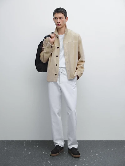 Cotton blend jogger fit trousers