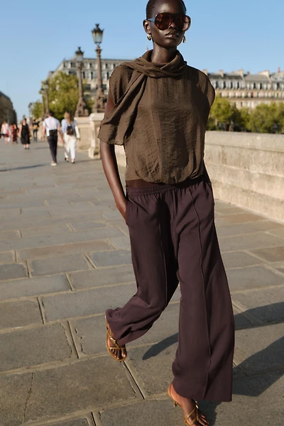WIDE LEG SEAM PANTS