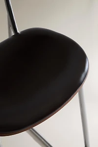 LEATHER AND STAINLESS STEEL BAR STOOL