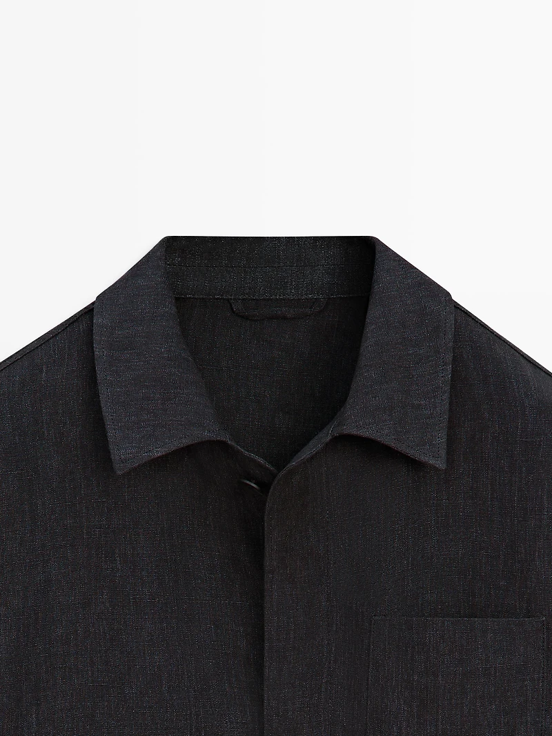 Total look linen jacket with flecked detail