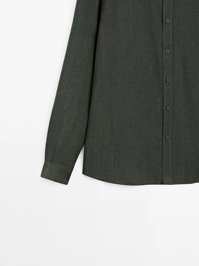 Regular fit faded linen shirt