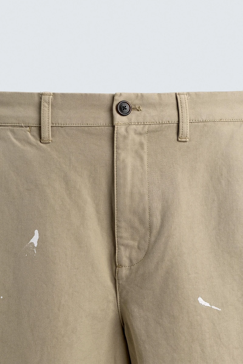 SPLASH EFFECT STRAIGHT FIT CHINO PANTS