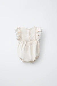 EMBROIDERED FLOWER ROMPER