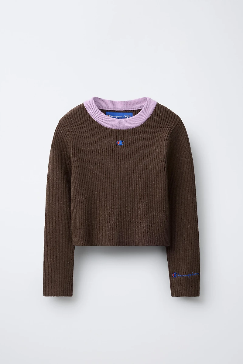 CHAMPION ® X ZARA CONTRAST COLLAR RIBBED SWEATER