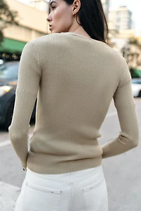 CONTRAST RIB CARDIGAN
