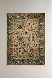 TAPIS LAINE IMPRIMÉ FLEURS SYMÉTRIQUES