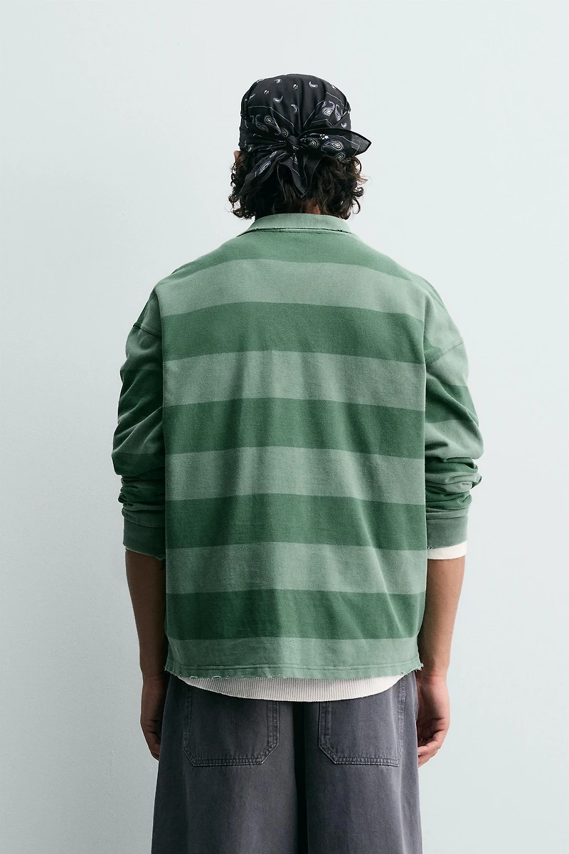 WASHED STRIPED PIQUÉ POLO SHIRT