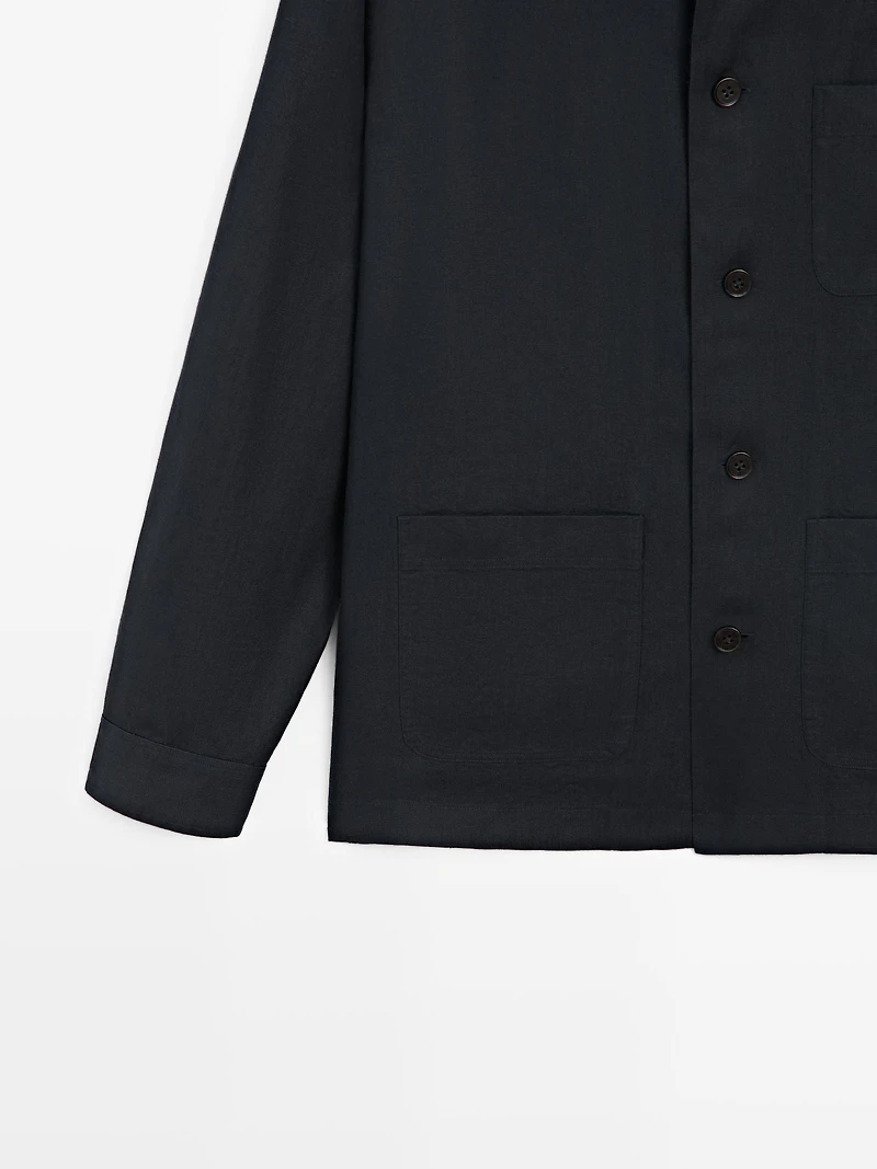 Total look linen overshirt with pocket details