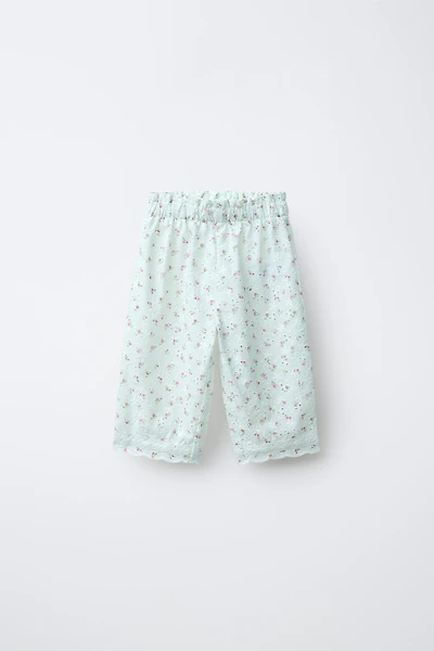 EMBROIDERED SWISS FLORAL PRINT CULOTTES