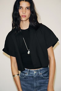 POPLIN CROP SHIRT