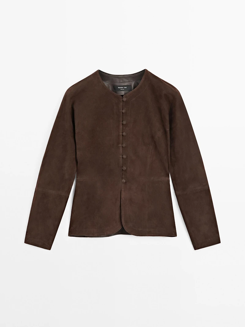 Short suede leather shirt
