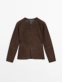 Short suede leather shirt