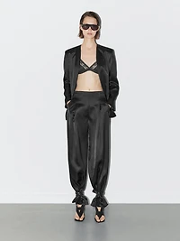 Satin wide-leg trousers