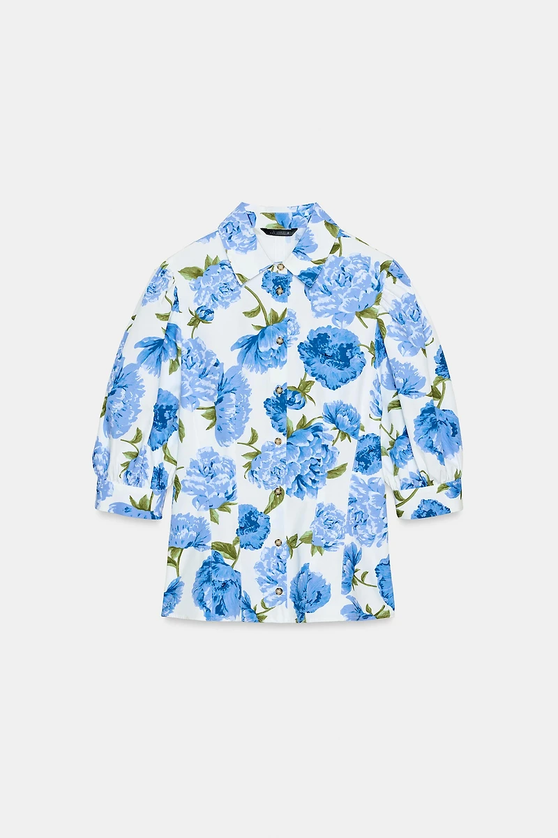 FLORAL PRINT POPLIN SHIRT