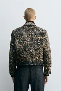 VESTE EN CUIR EFFET FOURRURE IMPRIMÉ