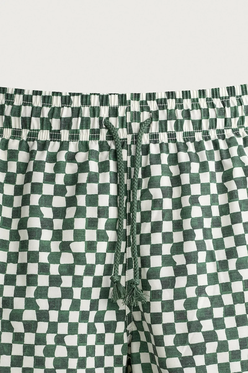 CHECKED LONG SWIM SHORTS