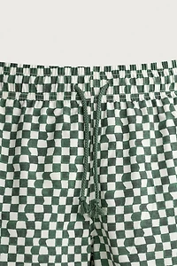 CHECKED LONG SWIM SHORTS