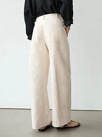 Pantalon barrel fit lin coton