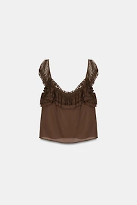 RUFFLED EMBROIDERED TOP