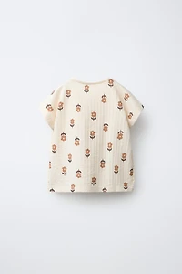 T-SHIRT IMPRIMÉ AVEC DENTELLE