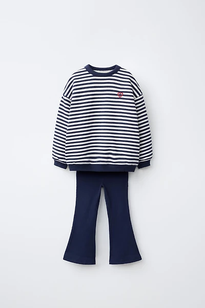 STRIPED SWEATSHIRT AND FLARE LEGGING SET