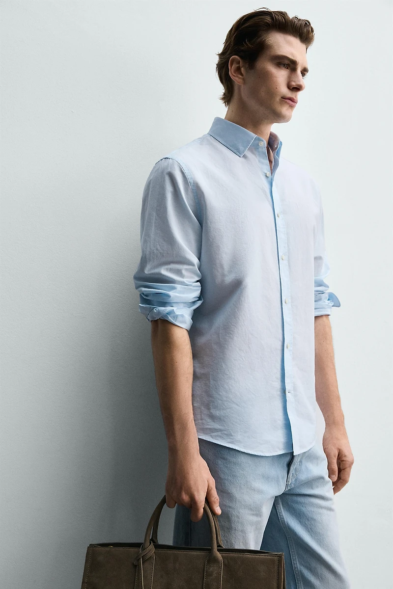 REGULAR FIT COTTON-LINEN SHIRT