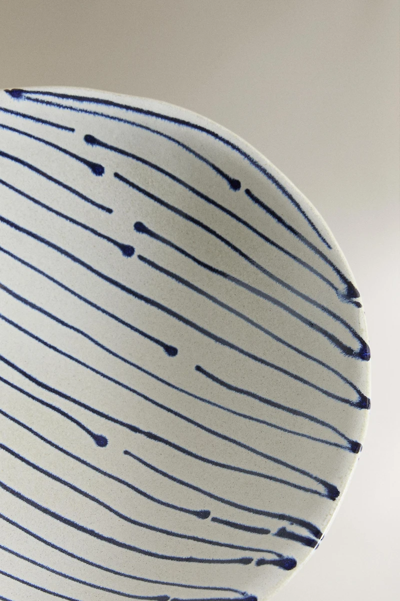STRIPED EARTHENWARE SALAD BOWL
