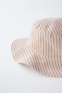 STRIPED COTTON AND LINEN BUCKET HAT