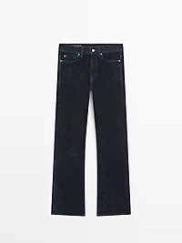 High-waist boot-cut flocked jeans