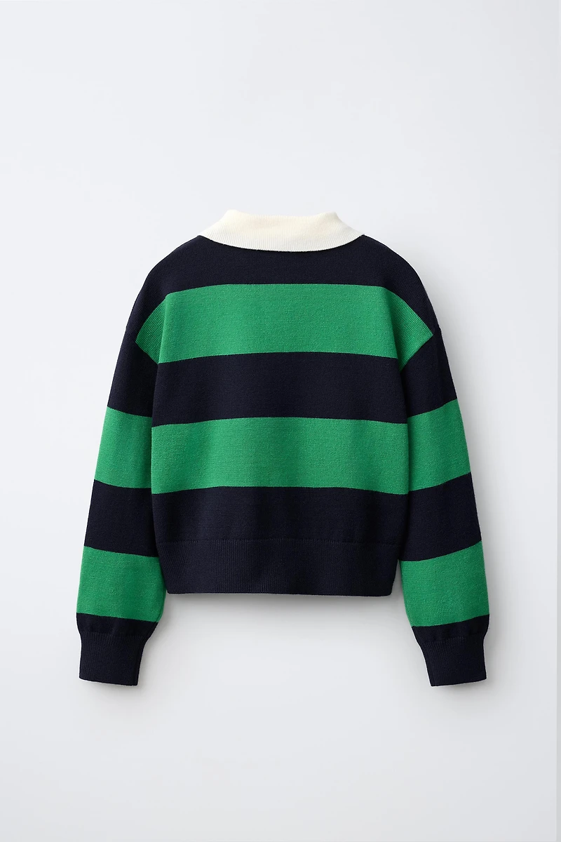 PULL À RAYURES COL POLO