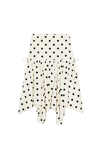 JUPE MI-LONGUE ASYMÉTRIQUE À POIS