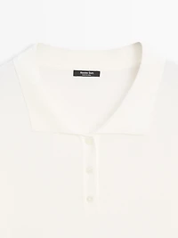 Knit polo shirt with sleeve detail