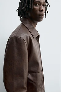 FAUX LEATHER OVERSHIRT