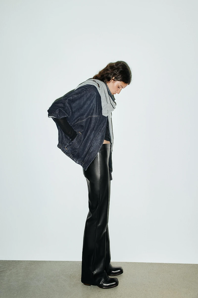 FAUX LEATHER FLARE PANTS