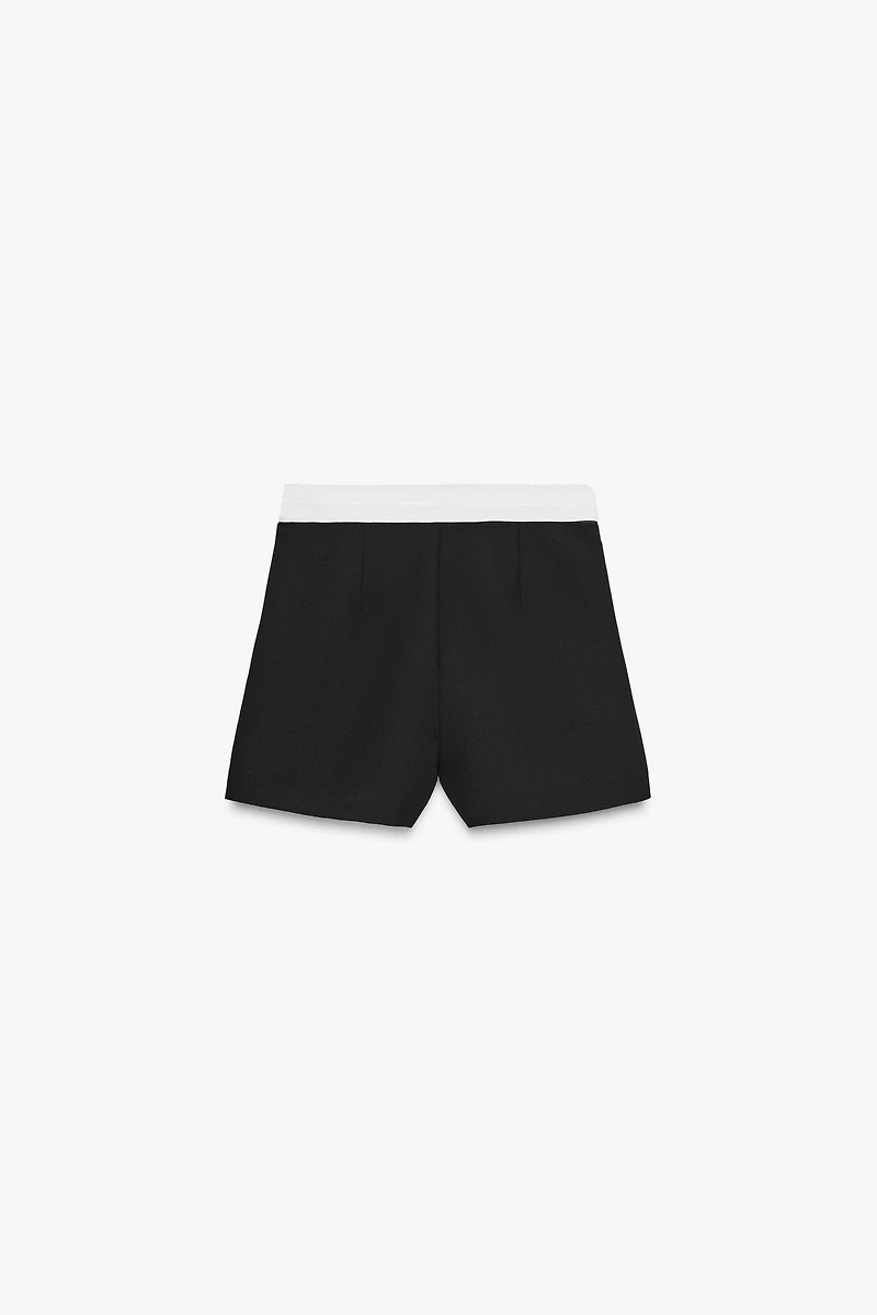 CONTRAST WAISTBAND WRAP SPLIT SKIRT