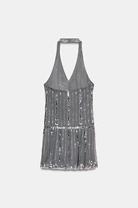 SEQUIN HALTER MINI DRESS
