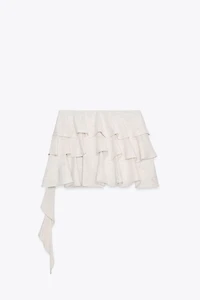 ASYMMETRIC RUFFLE MINI SKIRT