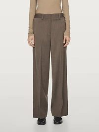 100% wool straight-leg herringbone trousers