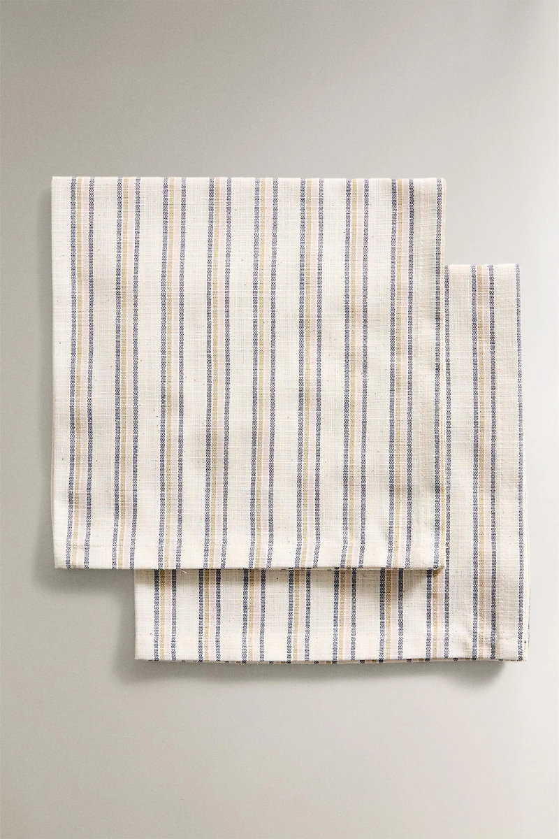 SET OF DYED THREAD STRIPED NAPKINS (PACK OF 2)