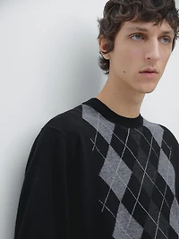 100% wool Argyle knit sweater