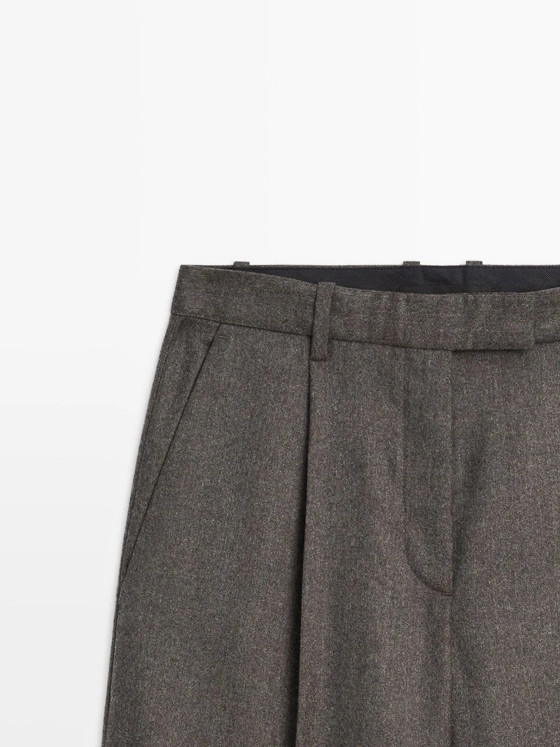 100% wool melange suit trousers